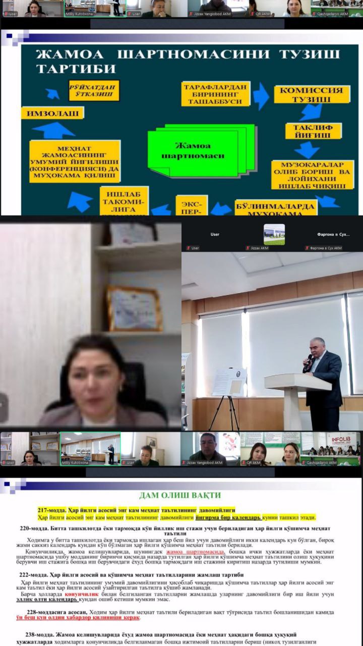 “Jamoa shartnomasining mehnat munosbatlaridagi o‘rni”  nomli  seminarda AKM xodimlari ishtirok etdi