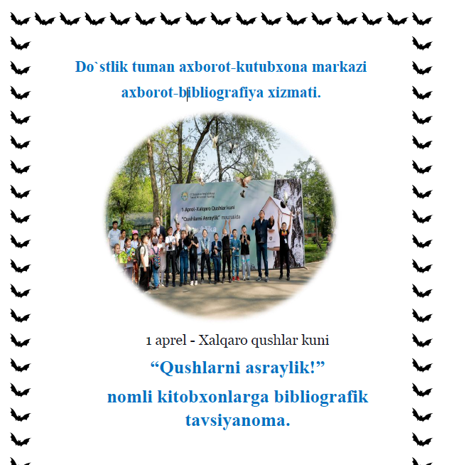 “Qushlarni asraylik!” nomli kitobxonlarga bibliografik tavsiyanoma